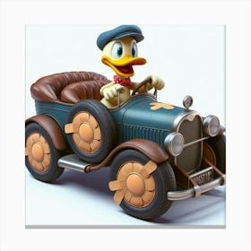 Donald Duck In Car Canvas Print