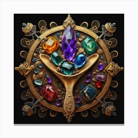 Logo made of gemstones extracted with a tablespoon. 9 Canvas Print