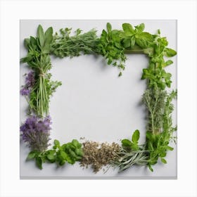 Frame Created From Herbs On Edges And Nothing In Middle (3) Canvas Print