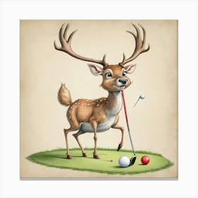 Deer On The Golf Course Canvas Print