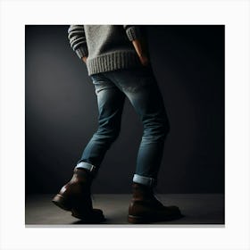 Man In Jeans And Boots Canvas Print