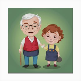 Old Man And Little Girl Canvas Print