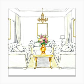 Living Room Drawing Canvas Print