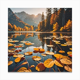 Autumn Leaves In A Lake Canvas Print