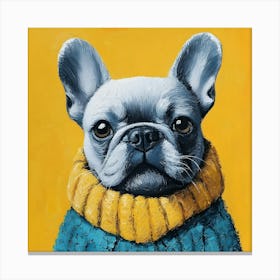 Frenchie In Yellow And Blue 8 Canvas Print