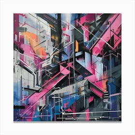 Structure, Graffiti, Street Art, Urban Hues Canvas Print