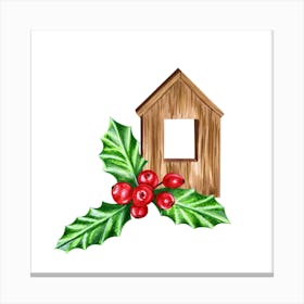 Wooden House with Mistletoe Canvas Print