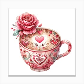 Valentine'S Day Coffee Cup Canvas Print