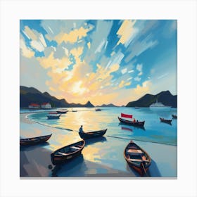 Boats At Sunset Canvas Print