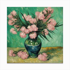 Pink Flowers In Vase Oleanders Vincent Van Gogh 2 Canvas Print