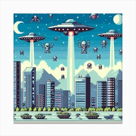 8-bit alien invasion 2 Canvas Print