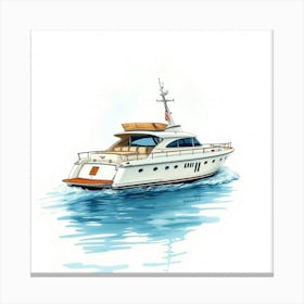 Yacht Illustration fluid colour Canvas Print