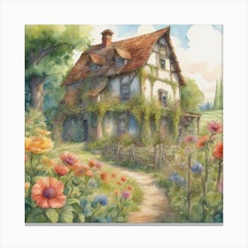 Cottage In The Garden Canvas Print