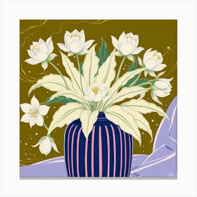 White Flowers In A Vase 4 Canvas Print