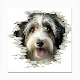 Dog Looking Through A Hole 1 Canvas Print