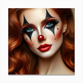 Beautiful Woman With Clown Makeup 2 Canvas Print