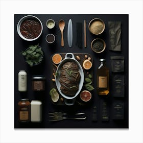 Barbecue Props Knolling Layout (132) Canvas Print