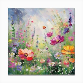 Vintage Landscape Painting of a Field of Wildflowers in a Midday Meadow, Vintage Landscape Art Print, Country Field Wall Art, Botanical Art Poster, Spring Forest Prints, Country Spring Roses.51 1 Canvas Print