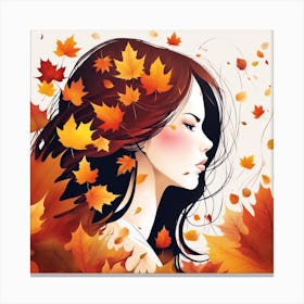 Autumn girl colored art Canvas Print