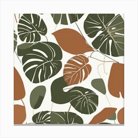 boho sage green and terrocata leafs Canvas Print