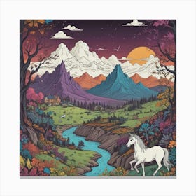 Unicorn In The Mountains 1 Canvas Print