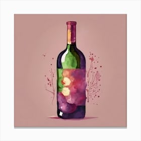 Watercolor Wine Bottle Canvas Print