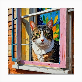 Cat In The Window 5 Canvas Print