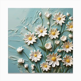 Daisies On Blue Background Canvas Print