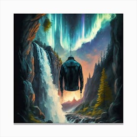 Leather Jacket Hanging In The Air Amidst Amazing Canvas Print