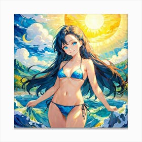 Anime Girl In Bikinighi Canvas Print