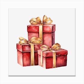 Watercolor Christmas Gift Boxes 7 Canvas Print