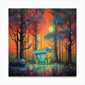 Gas Station In The Woods Canvas Print