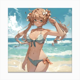 Anime Girl On The Beach Canvas Print