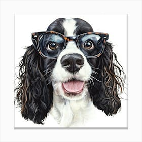 Dog In Glasses 10 Canvas Print