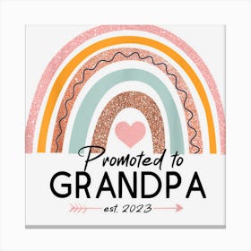 Promoted To Grandpa Est 2023 Women Rainbow First Time Canvas Print