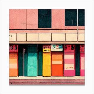 Tokyo Multi Shops Square Canvas Print