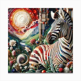 Zebra in the Style of Collage-inspired Canvas Print