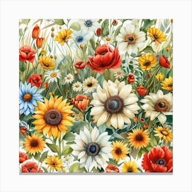 Watercolor Wildflowers Canvas Print