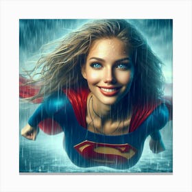 Supergirl In The Rain Canvas Print