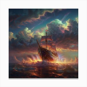 Pirate Ship In The Ocean 3 Canvas Print