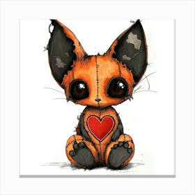 Little Fox With Heart Canvas Print