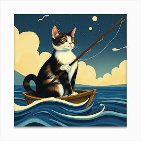 Cat Fishing Canvas Print