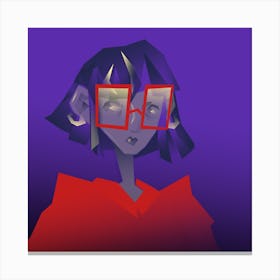 Purple Lady in Red Canvas Print