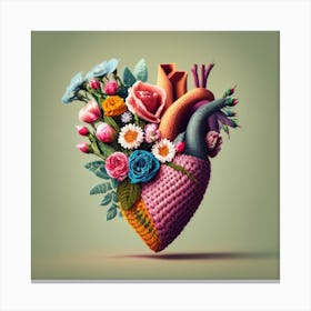 A Human Heart Half Of Which Is Flowers Spring Canvas Print