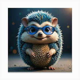 Hedgehog With Glasses 3 Canvas Print