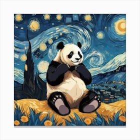 Panda Starry Night Canvas Print