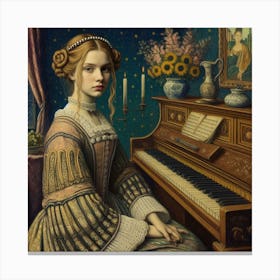 Lady At The Piano 2 Canvas Print