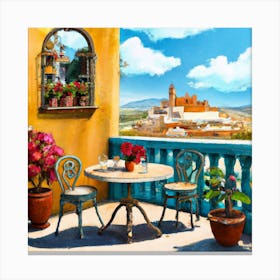 Patio With Flowers Table And Chairs Canvas Print