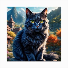 Black Cat In The Forest 1 Canvas Print