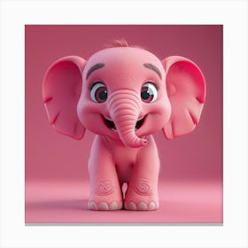 Cute Pink Elephant Canvas Print